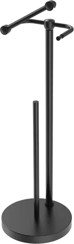 Vista 20 de RARXTR Soporte de papel higiénico negro y dorado SUS304 de acero inoxidable con doble poste pivotante, soporte de papel higiénico montado