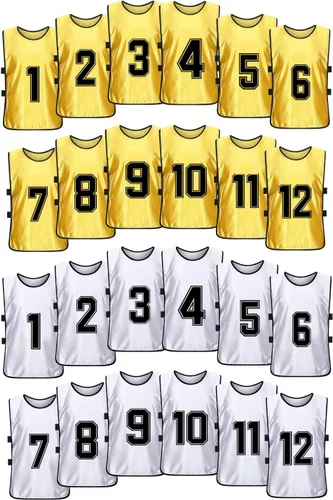 Vista 7 de Scrimmage - Chaleco de entrenamiento de equipo deportivo con pinnies reversibles numerados para equipo de fútbol para niños, jóvenes y adultos