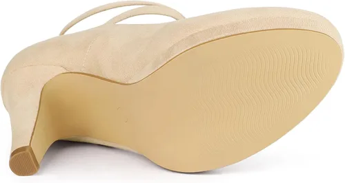 Vista 5 de Allegra K Zapatos Mary Jane de tacón de aguja con correa cruzada para mujer
