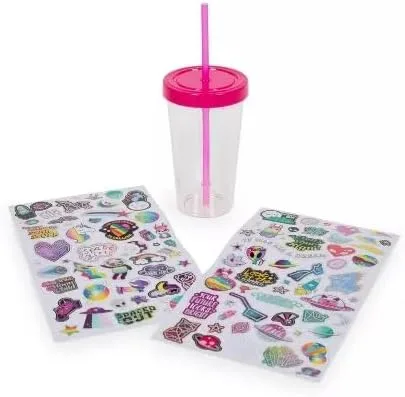 Vista 2 de Fashion Angels Out of This Galaxy - Kit de diseño de vaso con 100 calcomanías impermeables. Sin BPA