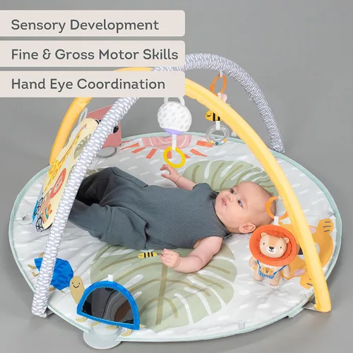 Vista 9 de Taf Toys Savannah - Gimnasio de 360° con música y luz y 20 actividades lúdicas, grueso acolchado con alfombrilla suave y un "juguete arrugado" único