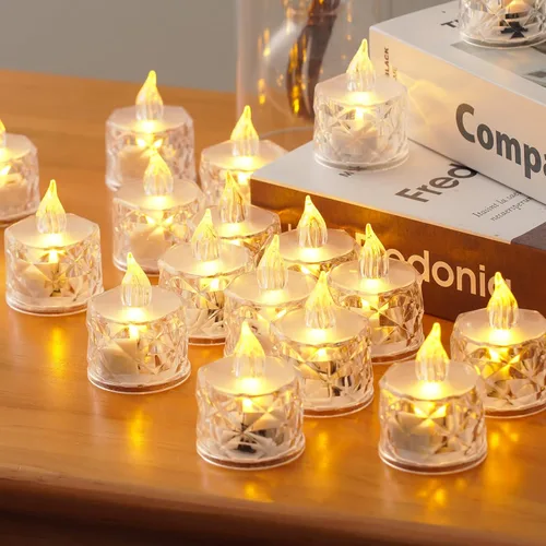 Vista 3 de Paquete de 12 velas de té LED sin llama, para decoración de Halloween, Navidad, hogar/boda, regalos de días festivos y luces decorativas