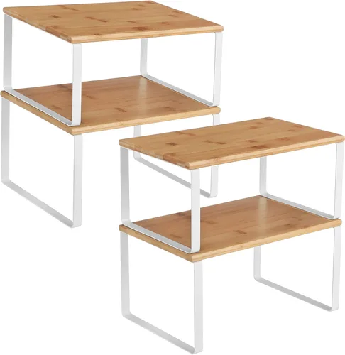 Vista 18 de SONGMICS Estante organizador de gabinete, juego de 4 estantes de encimera de cocina, almacenamiento de cocina, estante de especias, apilable