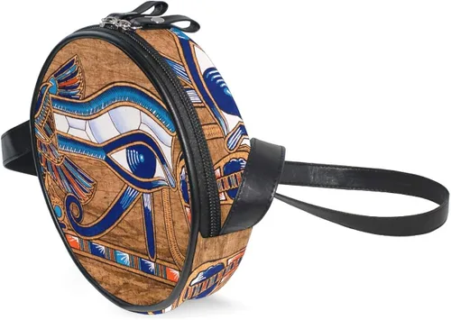 Vista 2 de WellLee Antiguo Papiro Egipcio Representación Horus Eye Bolso bandolera redondo