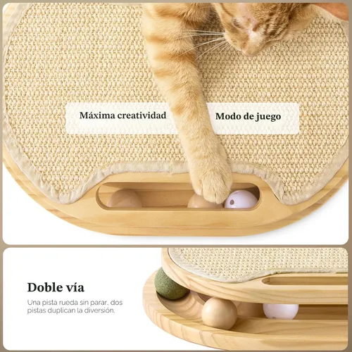 Vista 9 de Cat Scratcher with Ball Track Toy, Sisal Scratch Pad for Indoor Use 2-Natural