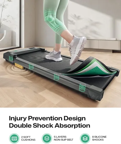 Vista 13 de UREVO Smart Walking Pad, Compact Under Desk Treadmill with Double Shock Absorption, Quiet Operation, Workout APP with Track Insights and MIIT Mode