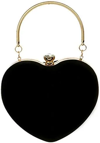 Vista 2 de Bolso de noche en forma de corazón Bolso de embrague de terciopelo Bolso de noche sólido