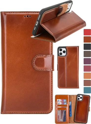 Vista 107 de HARDISTON Compatible con iPhone 7 Plus / 8 Plus Funda Cartera, Hecha a Mano de Cuero Genuino, Funda Magnética Desmontable con Tapa Abatible