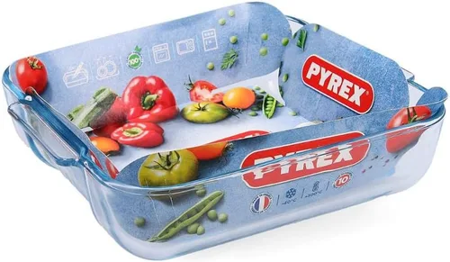 Vista 4 de Pyrex Tostador cuadrado de vidrio borosilicato, 9.8 x 8.3 in, multicolor, 9.8 x 8.3 in