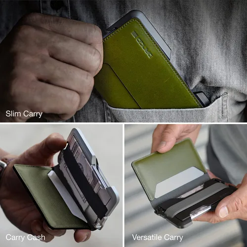 Vista 5 de Dango D01 Dapper EDC Wallet - Hecho en Estados Unidos - Cuero genuino, aluminio CNC y bloqueo RFID