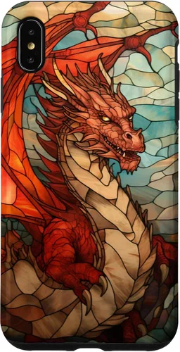 Vista 10 de Funda medieval para iPhone 11 con diseño de dragón de color rojo