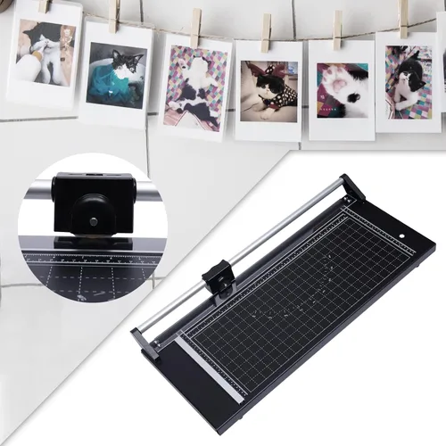 Vista 5 de Cortador de papel giratorio de precisión manual comercial de 24 pulgadas, resistente, corte inteligente para papel fotográfico, película, mermelada