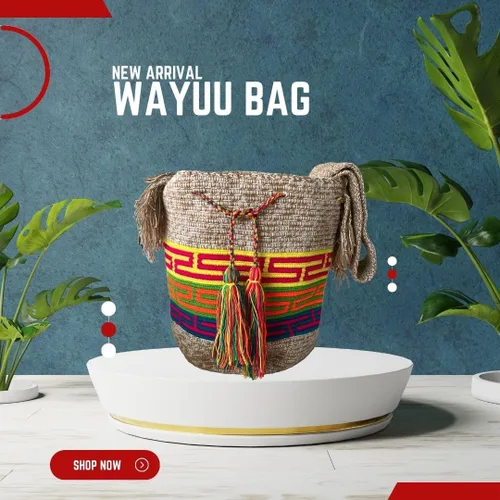 Vista 5 de Wayúu Colombian - Mochila para mujer Bolso bohemio hecho a mano Bolsa de playa de paja Hecho a mano por artesanos Wayúu