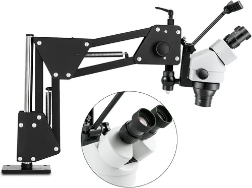 Vista 7 de VEVOR Microscopio de Espejo Microincrustado Multidireccional con Soporte de Resorte 7X-4.5X Herramientas de Joyería de Microajuste Multidireccional