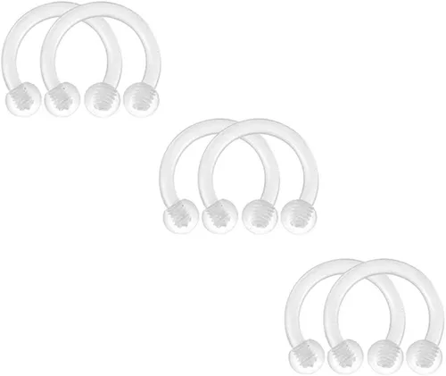 Vista 2 de FECTAS Retenedores para cartílago, hélice, daith, tragus, nariz, labio, cejas, anillos transparentes Bioflex 16G, 516