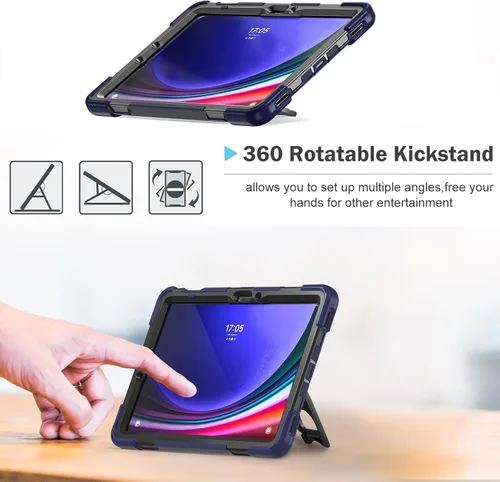 Vista 5 de ProCase Funda resistente para Galaxy Tab S10 2024/Tab S9 FE/ S9 / S8 / S7 de 11 pulgadas para exteriores con soporte para bolígrafo S, funda