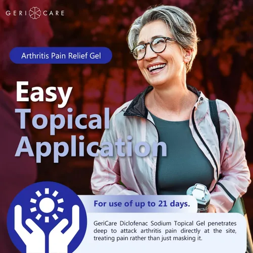 Vista 5 de Gel Tópico para Alivio del Dolor de Artritis Diclofenaco Sódico 1% (AINE) por GeriCare- Mano Muñeca Codo Pie Tobillo Rodilla Alivio Extra-Fuerte