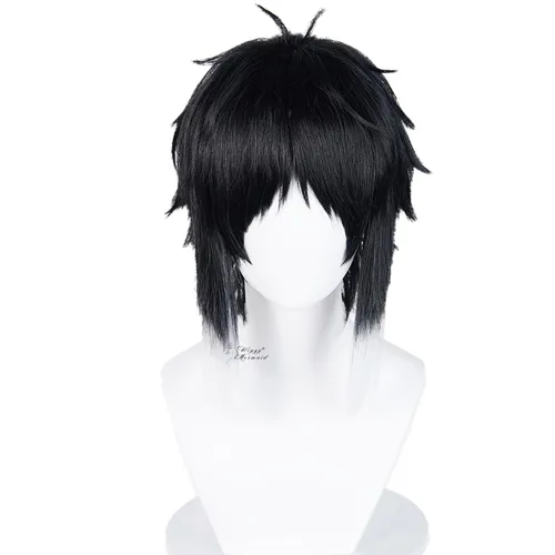 Vista 14 de Wiggy Mermaid Peluca corta de color naranja, peluca de pelo recto de jengibre para mujer Short Orange Side Part Anime Cosplay Hair Wig for Halloween