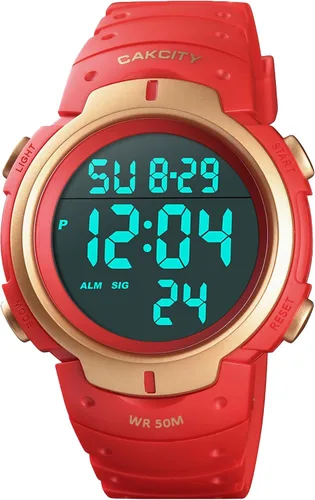 Vista 11 de CakCity Reloj deportivo digital para hombre, pantalla LED, esfera grande, reloj militar para hombre, impermeable, casual, luminoso, cronómetro