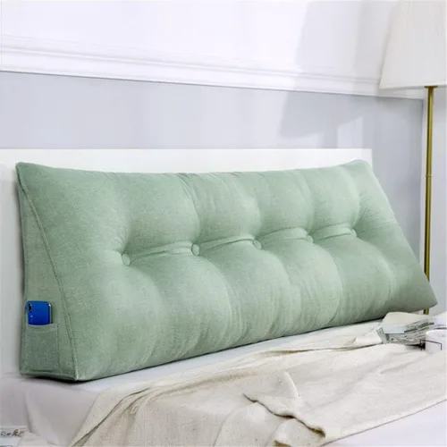 Vista 2 de Almohada triangular grande para cabecero de cuña de algodón suave y lino para sentarse en la cama, soporte de posicionamiento trasero, almohadas