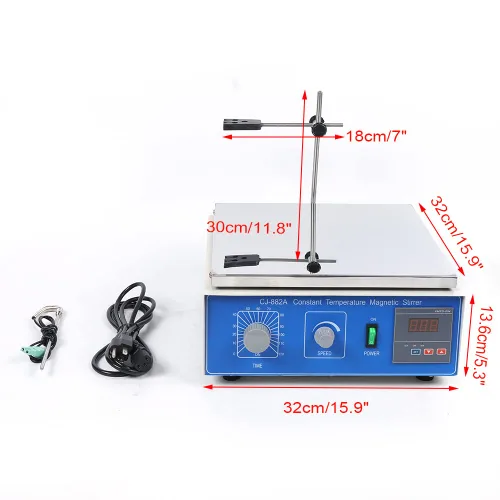 Vista 2 de Agitador magnético, 300 W CJ-882A 2.64 galones mezclador de laboratorio digital agitador magnético placa caliente termostático imán mezclador