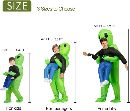 Vista 2 de ZIZWO Inflatable Alien Costume KidsTeens, Alien Blow Up Costume Funny Alien Halloween Inflatable Costumes for kids boys (Alien-Teens)