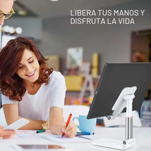 Vista 3 de Meetuo 2 piezas de soporte para teléfono celular, soporte para teléfono de altura de ángulo ajustable para escritorio, soporte para teléfono