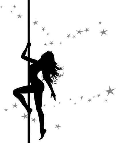 Vista 4 de Dancer Stars - Calcomanía de vinilo para pared, diseño de bailarina de poste para niña, calcomanía de pared de baile de poste para decoración