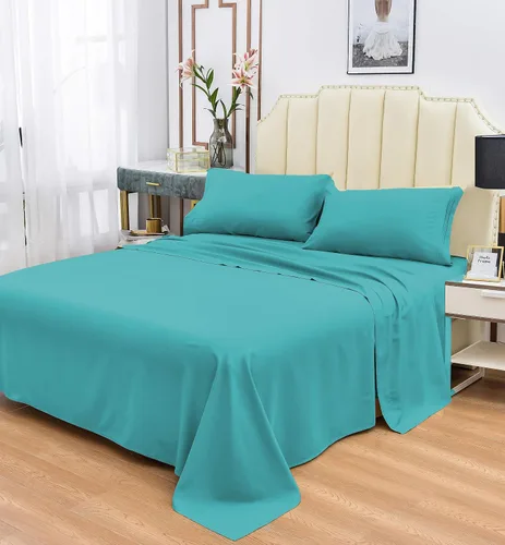 Vista 6 de Soft Aqua - Sábana encimera de tamaño individual 100% algodón satinado, 600 hilos, calidad de cama, sábana encimera, fresca y lisa, solo una sábana
