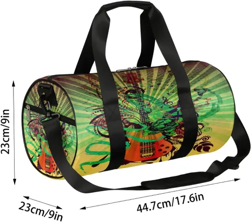 Vista 5 de Grunge - Bolsa de lona musical retro con correa de hombro desmontable, bolsa deportiva para gimnasio, bolsa deportiva para estudiantes, 17.6 x 9 x 9