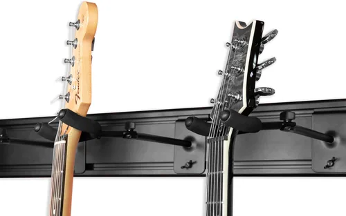 Vista 13 de Levy's Leathers - Percha para guitarra de 5 espacios, montaje en pared, color negro (LVY-SLATSTRIPHNGR5-BLK)