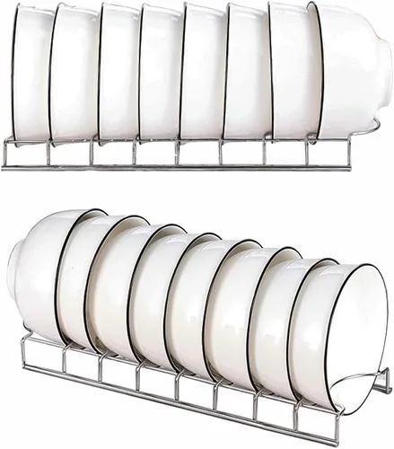 Vista 7 de Escurridor de platos pequeño, estante de secado de cuencos de acero inoxidable para almacenamiento organizador de encimera de cocina, estante