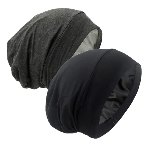 Vista 18 de Gorro de Dormir con Forro de Satén de Seda - Ajustable que se Mantiene Toda la Noche, Cobertura Envolvente para el Cabello, Gorro Holgado