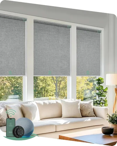Vista 11 de Yoolax Persianas motorizadas con control remoto, persianas inteligentes opacas para ventanas, persianas enrollables motorizadas, persianas