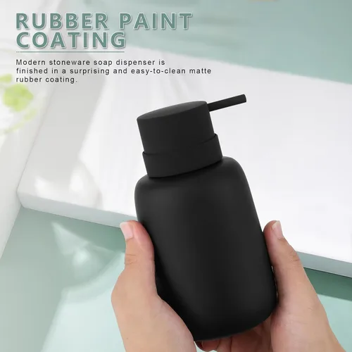 Vista 2 de Dispensador de jabón negro mate para baño, dispensador de jabón de cerámica, dispensador de loción, dispensador de jabón para platos, dispensador