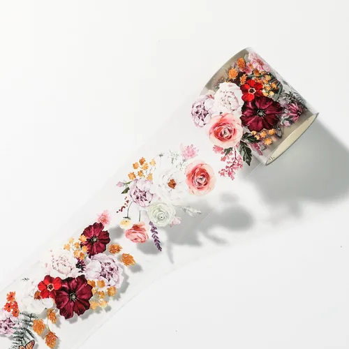 Vista 6 de Juego de 12 Rollos de Cinta Washi Floral de PET y Pegatinas de PET – Fácil de Usar para Journaling y Elaboración de Tarjetas, Ideal