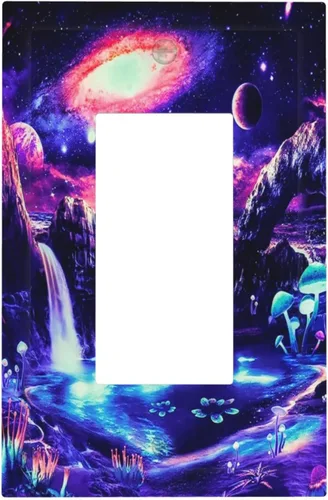 Vista 14 de Arte Moderno Abstracto de Lujo Turquesa Oscuro Verde Azulado Azul Gris Patrón Texturizado de Mármol 1 Gang Interruptor de Luz de Palanca Simple