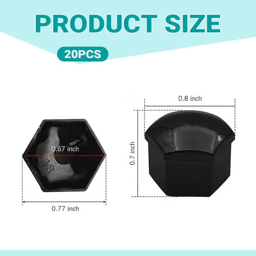 Vista 2 de 20 fundas para tuercas de rueda de automóvil, cubierta decorativa de pernos de rueda de 0.67 pulgadas con herramienta de extracción, tapas