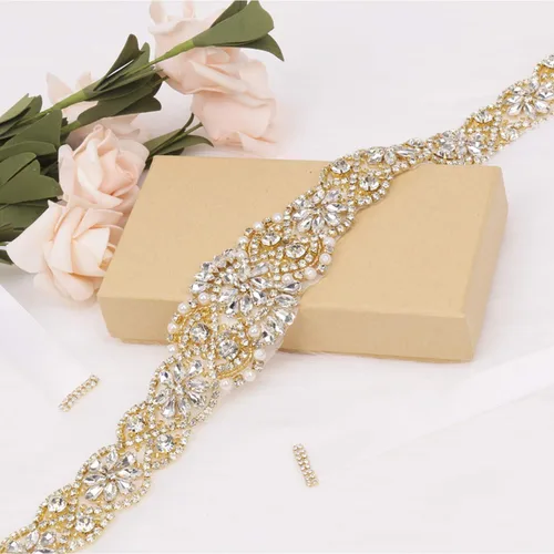 Vista 4 de Cinturón de boda con diamantes de imitación de cristal transparente para mujer para vestidos de novia