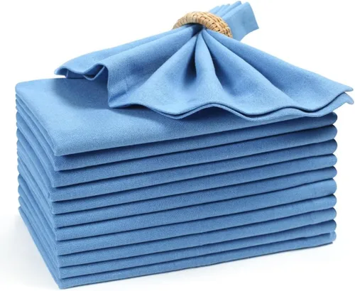 Vista 15 de Servilletas de tela de algodón con dobladillo de 18 x 18 pulgadas, color aguamarina con vainica, servilletas de boda, servilletas de cóctel