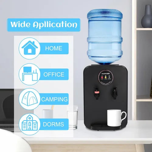Vista 5 de Dispensador de agua de encimera premium, dispensador de agua caliente/fría, dispensador de agua de carga superior (negro)