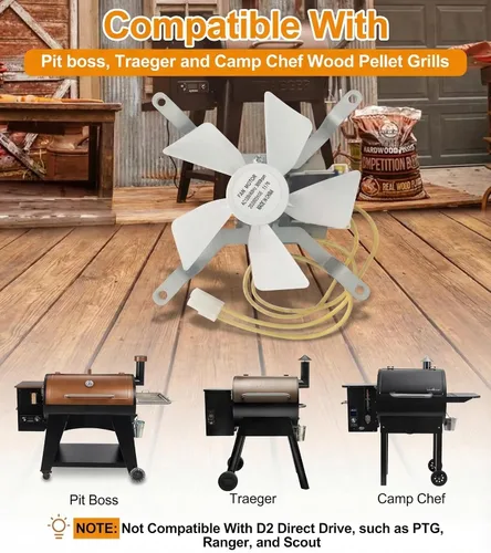 Vista 5 de Bbqzone Kit de ventilador de inducción de parrilla piezas de repuesto para todas las parrillas de madera Pit Boss, Traeger, Camp Chef