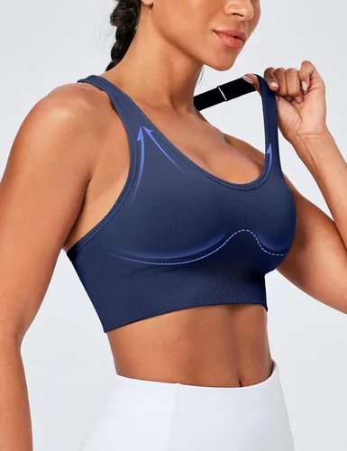 Vista 4 de Heathyoga Sujetadores deportivos ajustables de alto impacto para mujer, sujetadores de entrenamiento acolchados de alto soporte, paquete de brasier