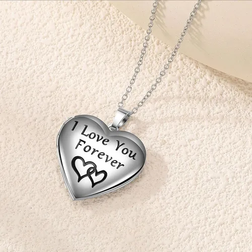 Vista 2 de PHOCKSIN Locket Necklace for Women BlackGoldSilver Locket Necklace Gifts for Girls OvalRoundHeart Photo Necklace Custom Picture Presents for