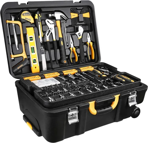 Vista 2 de DEKOPRO Kit de herramientas de 258 piezas con caja de herramientas rodante, llave de vaso y juego de herramientas manuales, caja mecánica, carrito