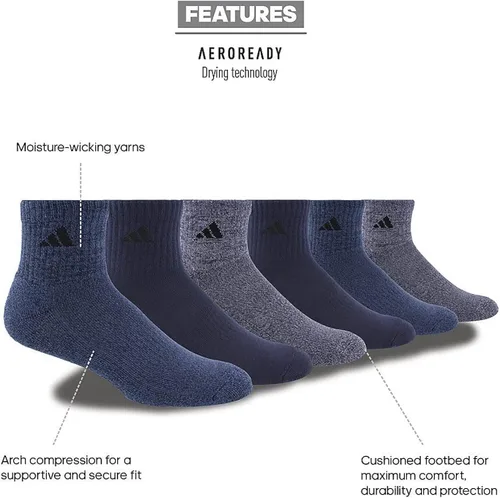 Vista 2 de adidas Calcetines deportivos acolchados para hombre (6 pares)