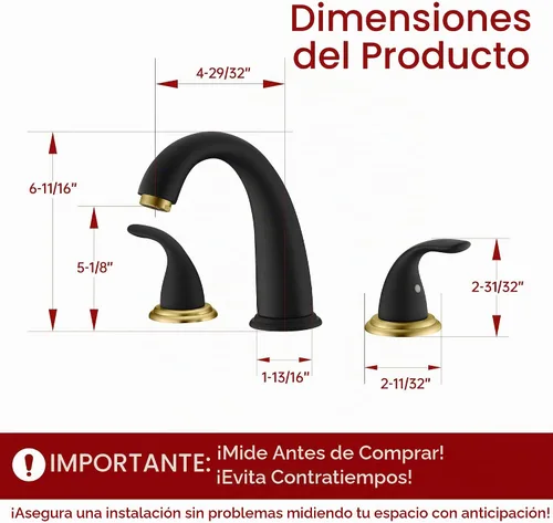 Vista 2 de SUMERAIN Grifo de bañera romana de baño de 2 asas, negro y dorado