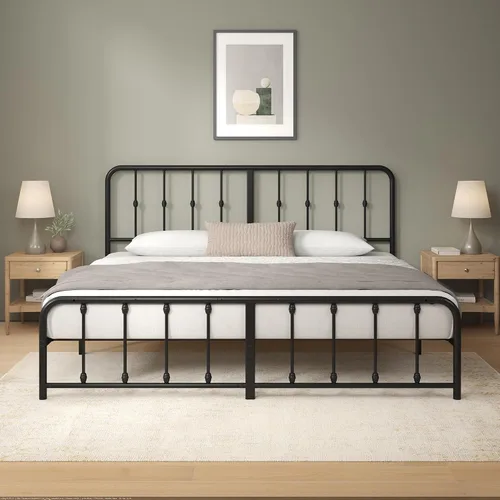 Vista 18 de Zinus Leonardo - Marco de cama con plataforma de metal, cabecero victoriano, tamaño individual Heavy Duty Bed Base, Ample Underbed Storage Space