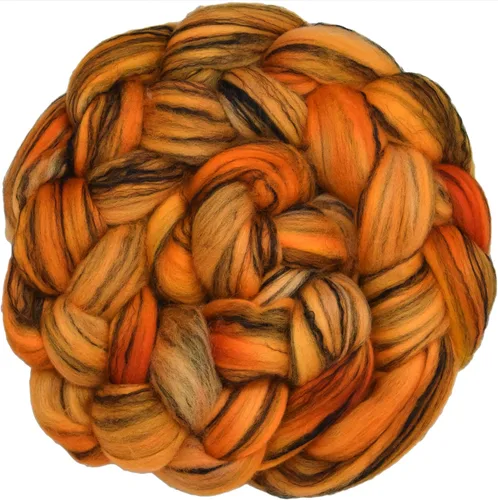 Vista 25 de Teñido a mano Superfino Merino Tencel Roving para hilar y fieltro. Albaricoque 1oz