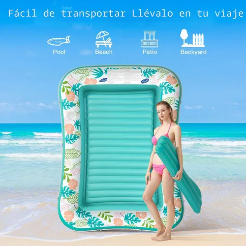 Vista 3 de stonful - Flotador inflable para piscina de 75 x 51 pulgadas, flotadores de piscina para adultos con almohada y soporte para tazas, 4 en 1, cama